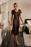 Austia Midi Dress in Brown
