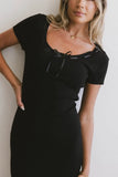 Ariah Ribbon Trim Sweater Dress in Black FINAL SALE