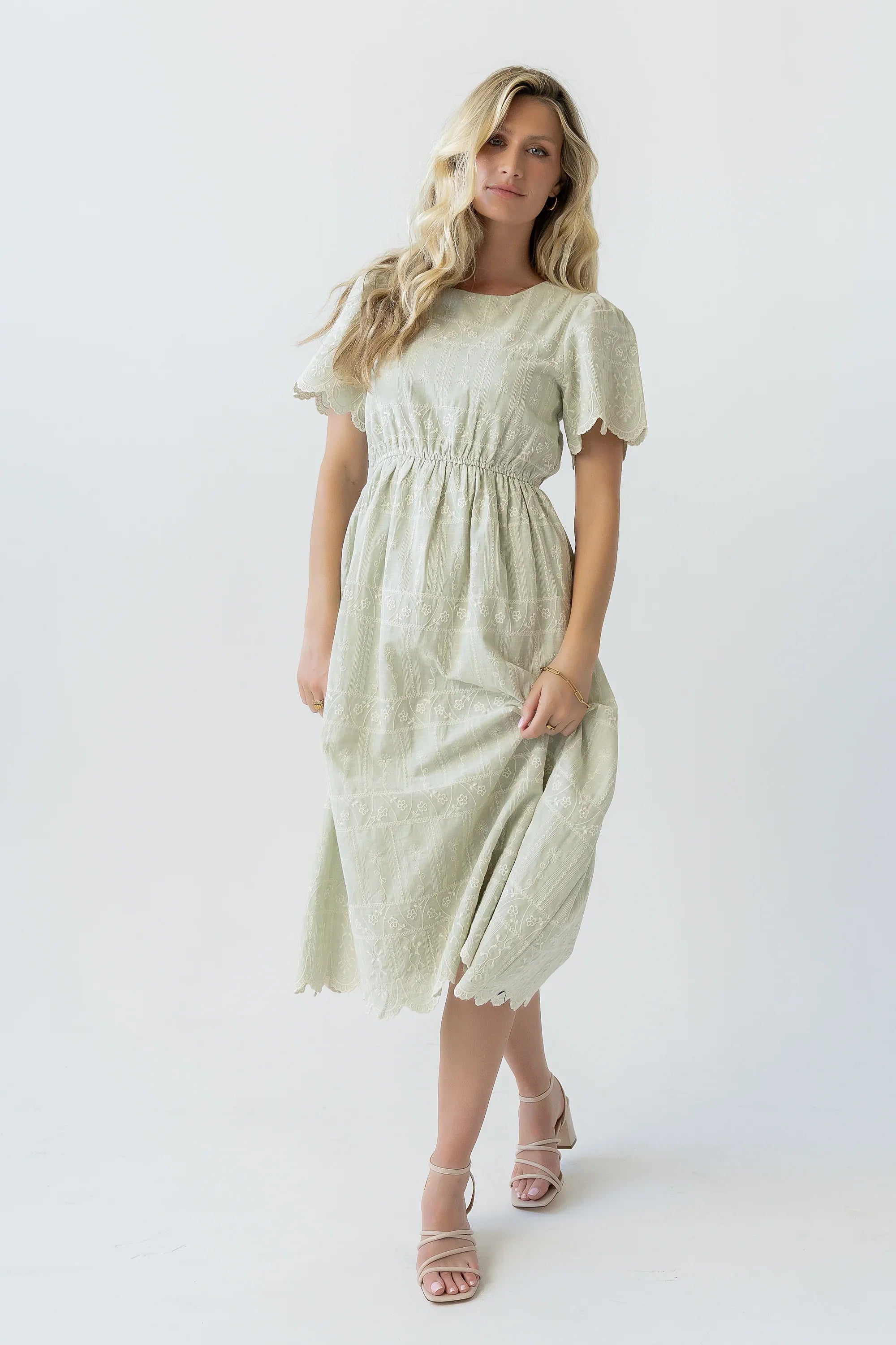 Scotty Embroidered Midi Dress