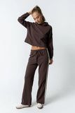 Kourtney Waffle Knit Hoodie in Brown