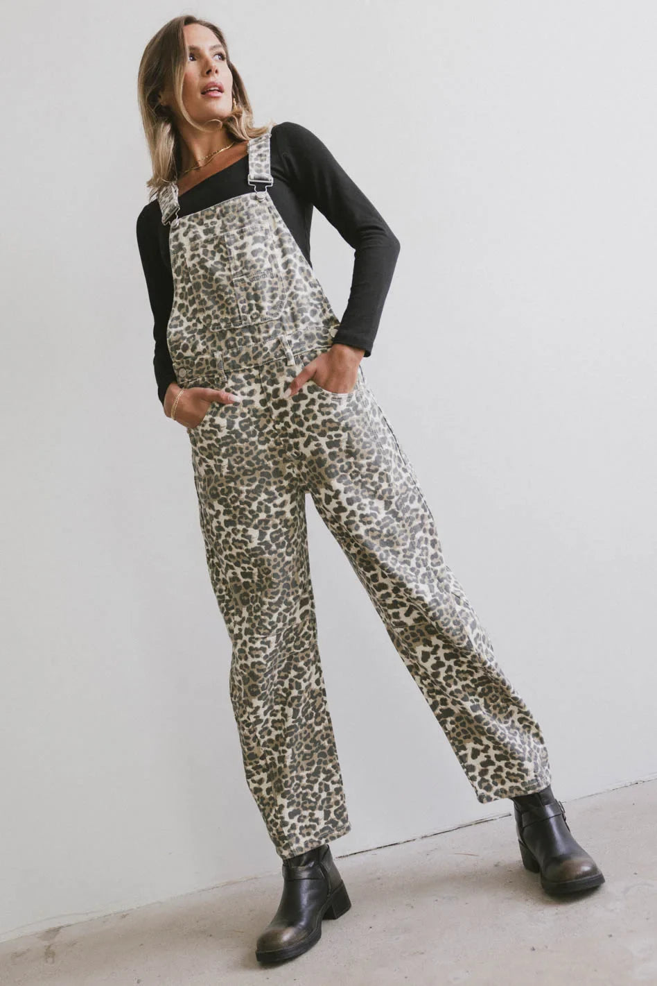 Tansy Denim Overalls in Leopard FINAL SALE
