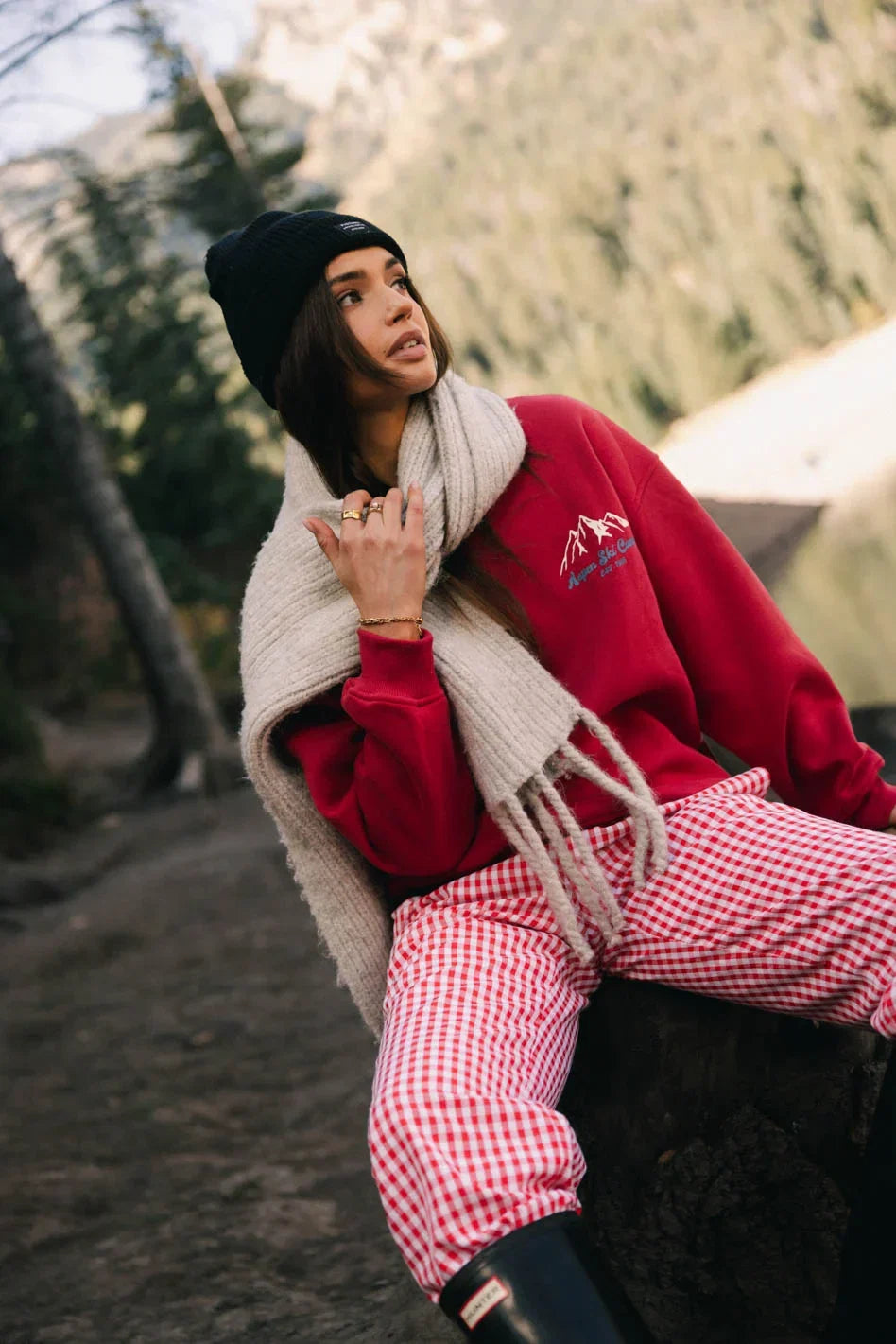 Aspen Ski Camp Crewneck in Red