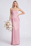 Strapless Mermaid Eucalyptus Bridesmaid Dress with Sash