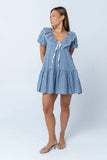Tony Gingham Baby Doll Dress in Blue
