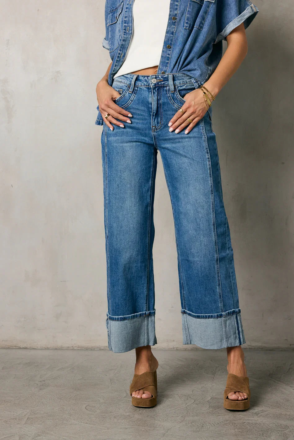 Fenna Cuffed Wide Leg Jeans