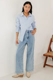 Nyah Striped Button Up in Blue FINAL SALE