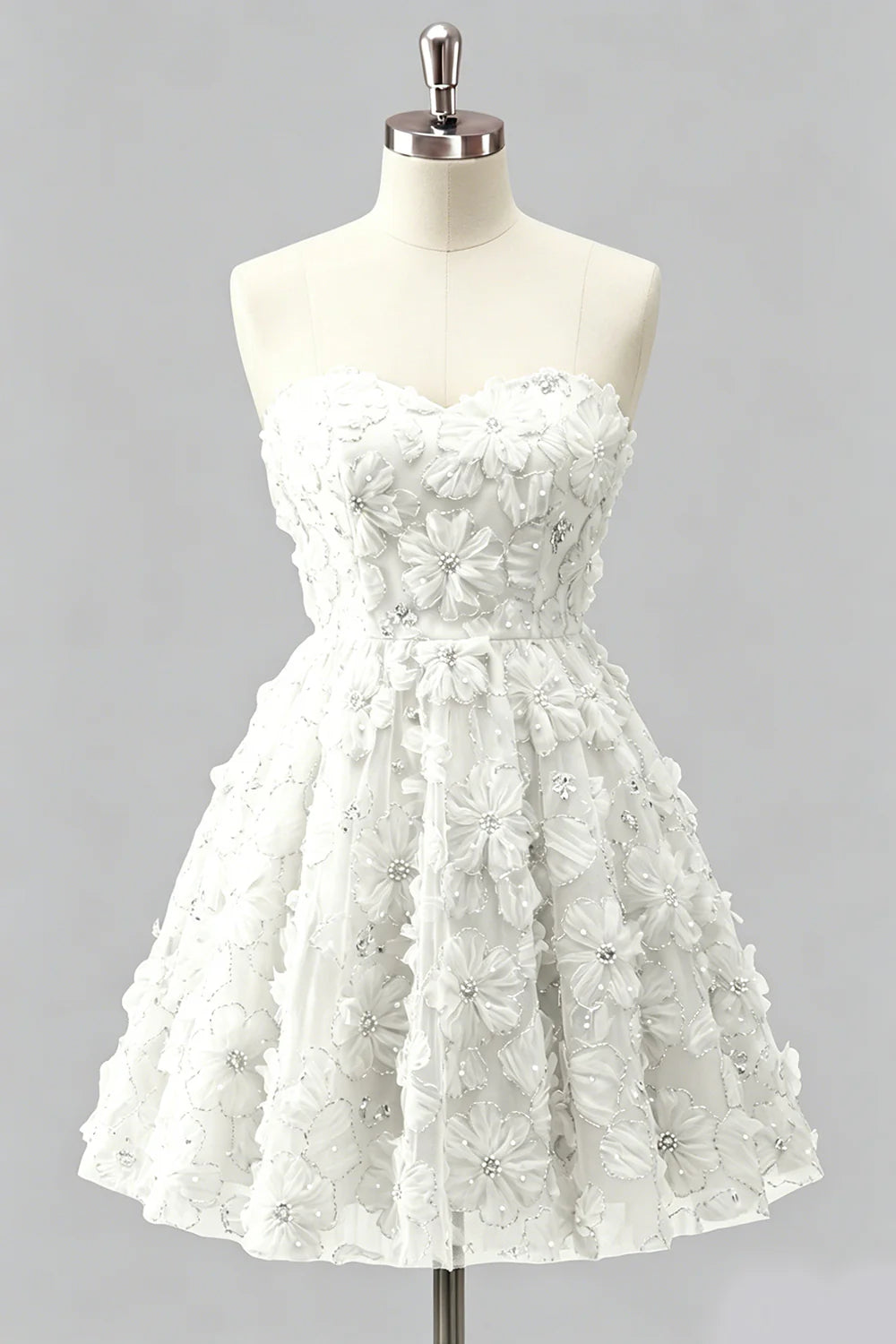 Sage Beaded Strapless A Line Short Homecoming Dress