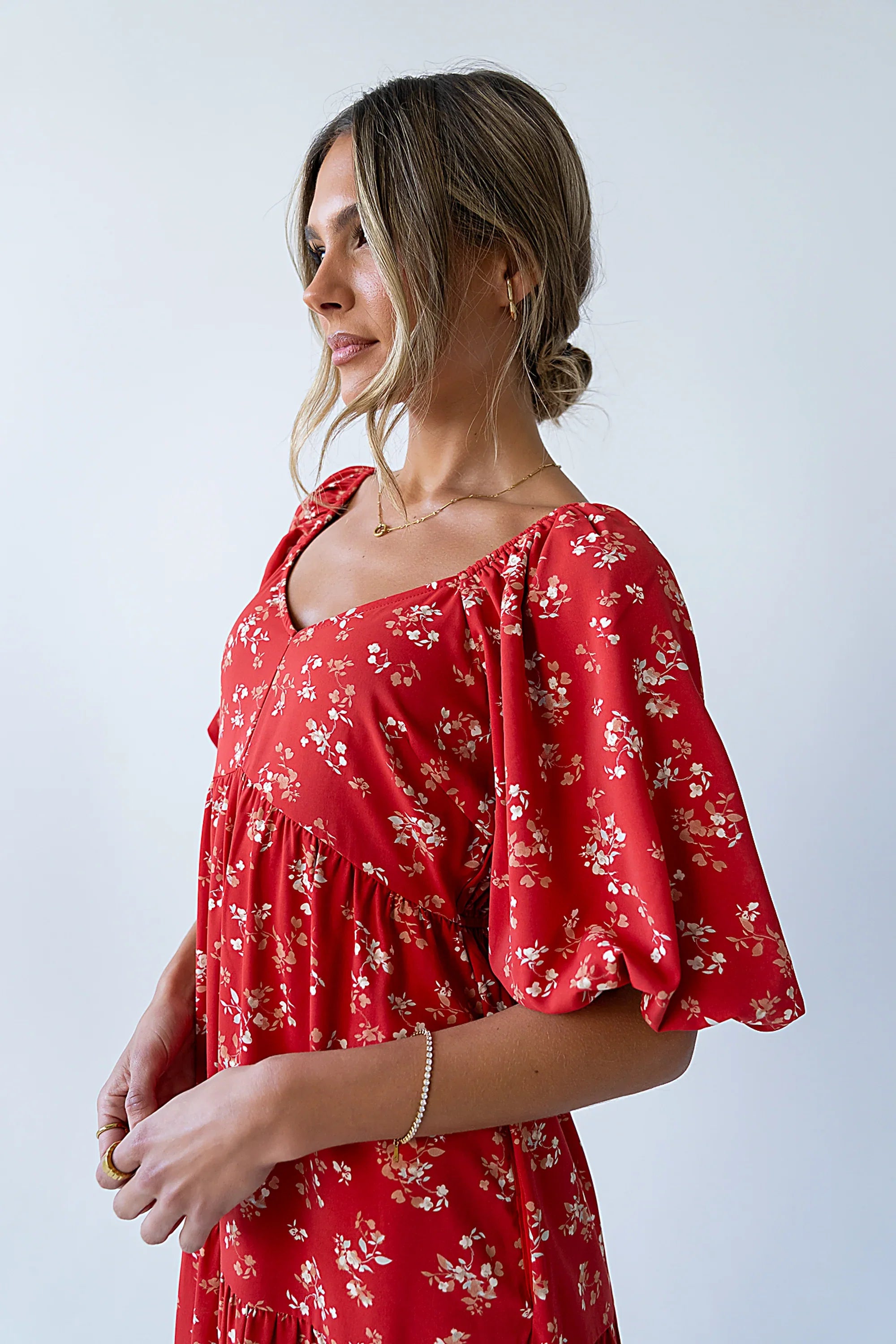 Amy Floral Maxi Dress in Red FINAL SALE