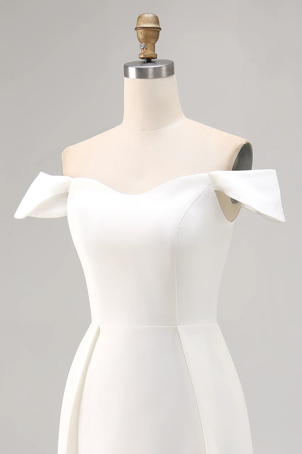 White Bodycon Off The Shoulder Satin Short Graduation Dress