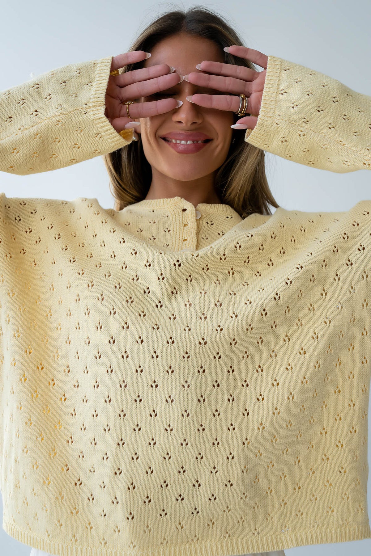Margot Pointelle Sweater in Butter Yellow FINAL SALE