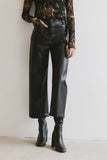 Sadie Wide Leg Pants in Black Leather FINAL SALE