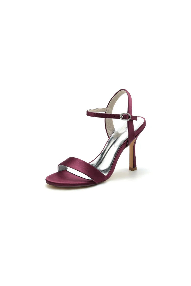 Open Toe Ankle Strap Satin Party Shoes