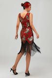 Sparkly Black Golden Short 1920s Dress with Fringes