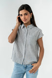 Janel Collared Striped Top