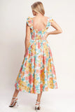 SOFT SUNSHINE FLORAL MIDI DRESS
