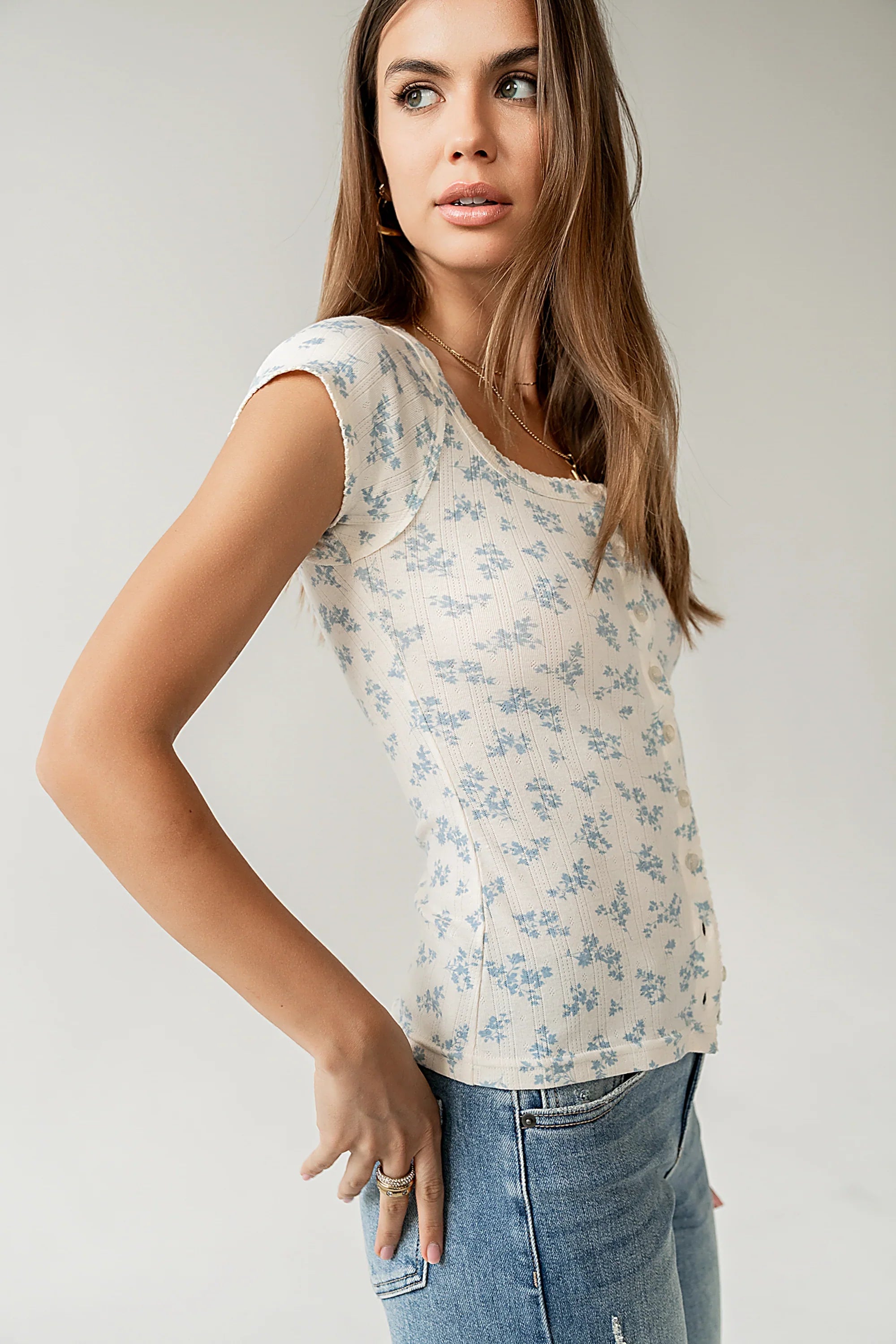 Jaynie Floral Top in Blue