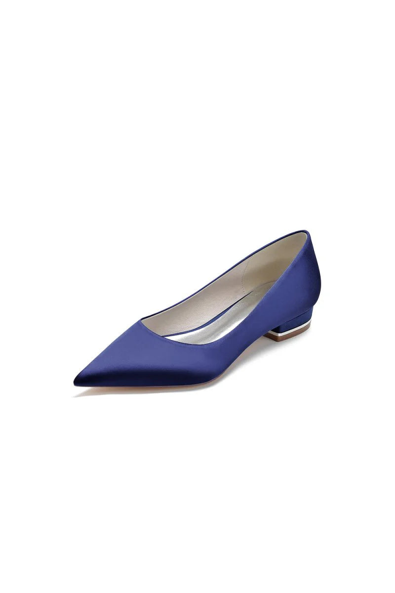 Simple Pointed Toe Satin Low Heels