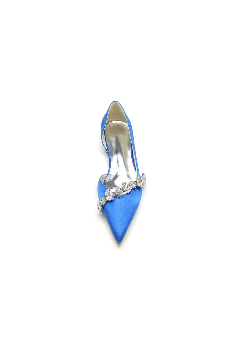 Chic Rhinestone Pointed Toe Kitten Heels