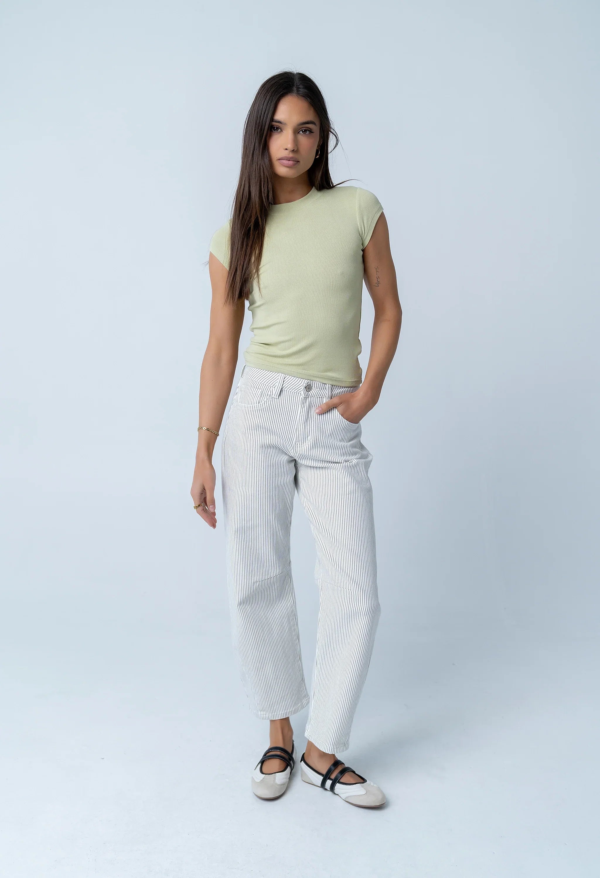 Tilly Striped Barrel Jeans