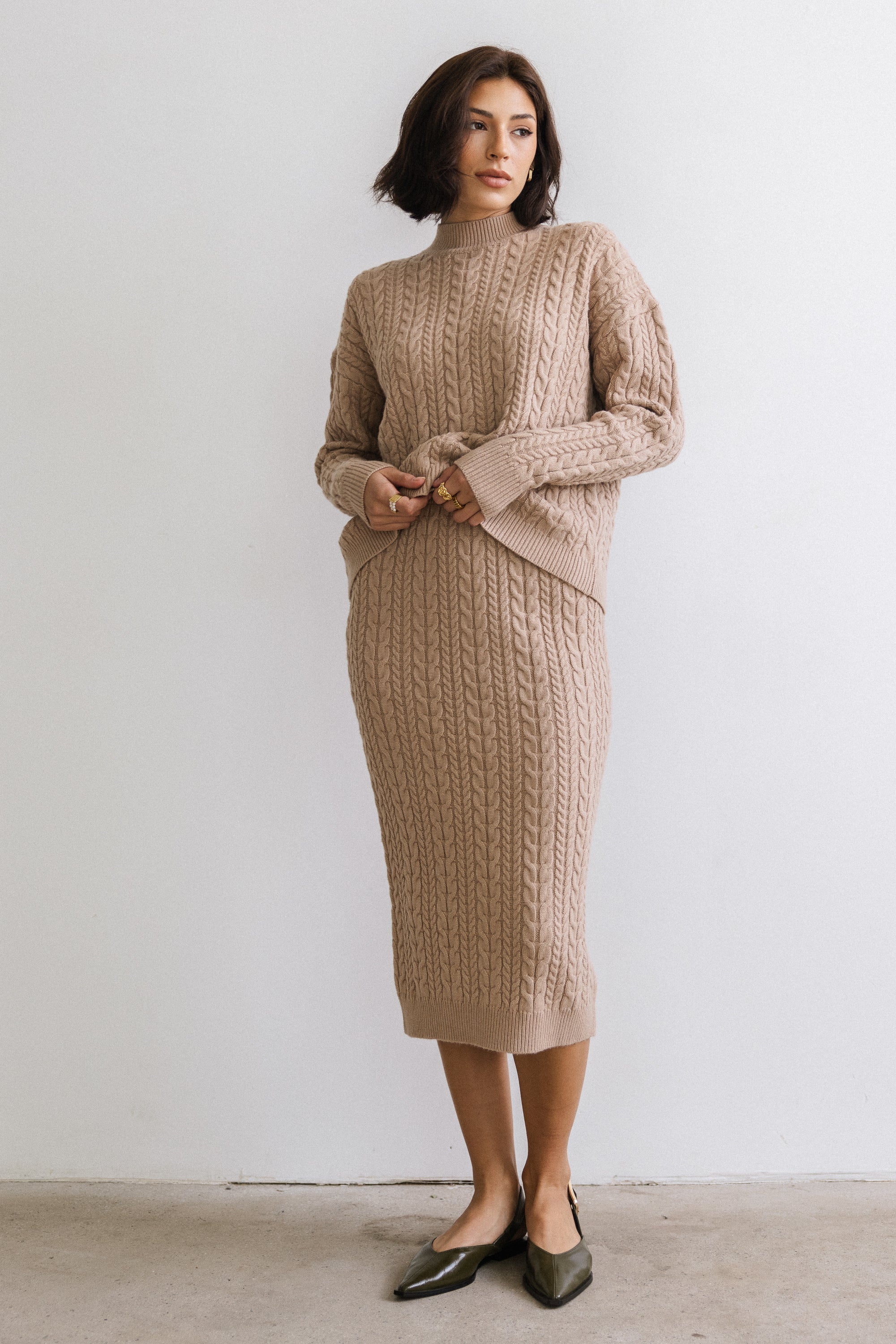Renley Cable Knit Midi Skirt FINAL SALE