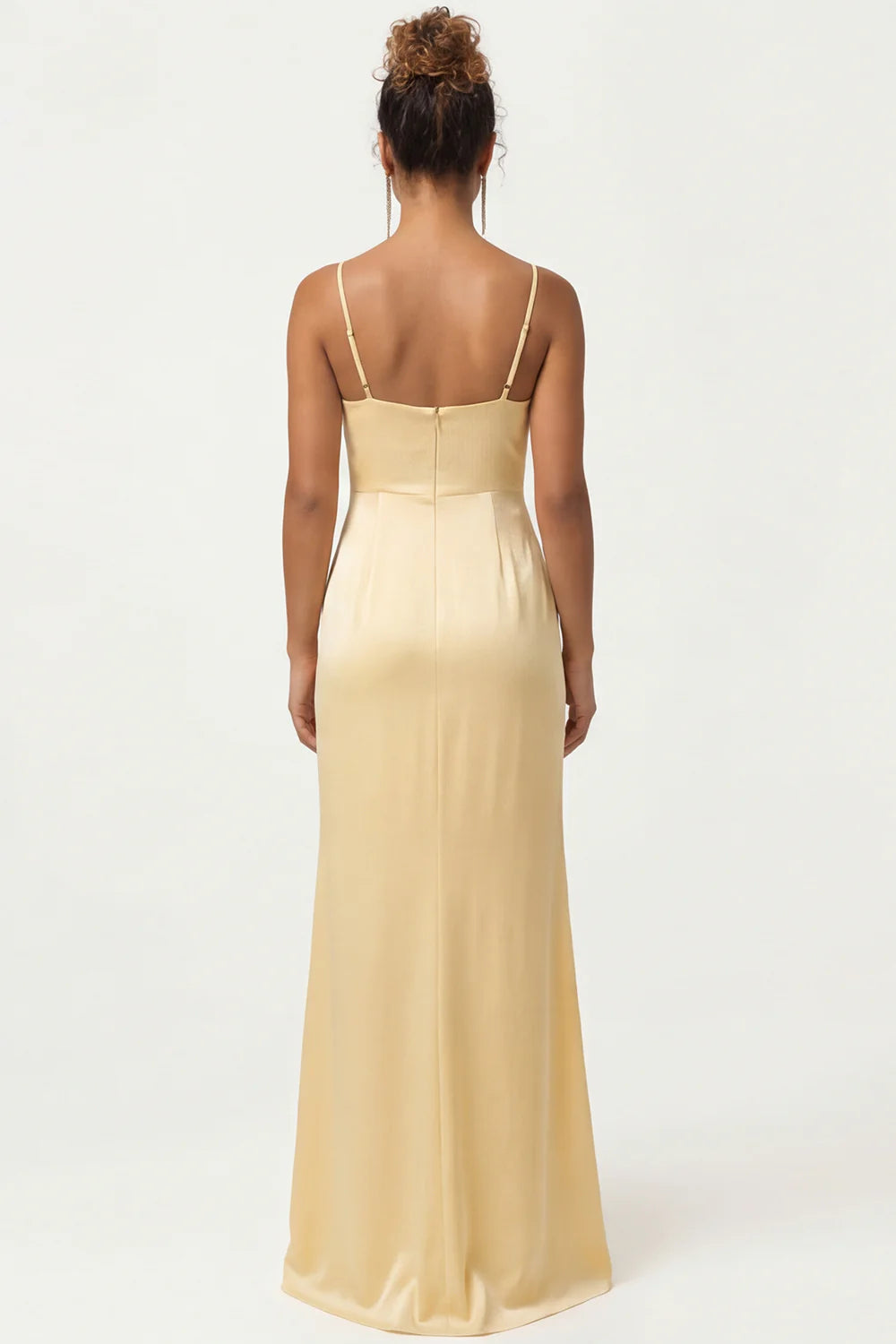 Daffodil Sheath Spaghetti Straps Long Bridesmaid Dress
