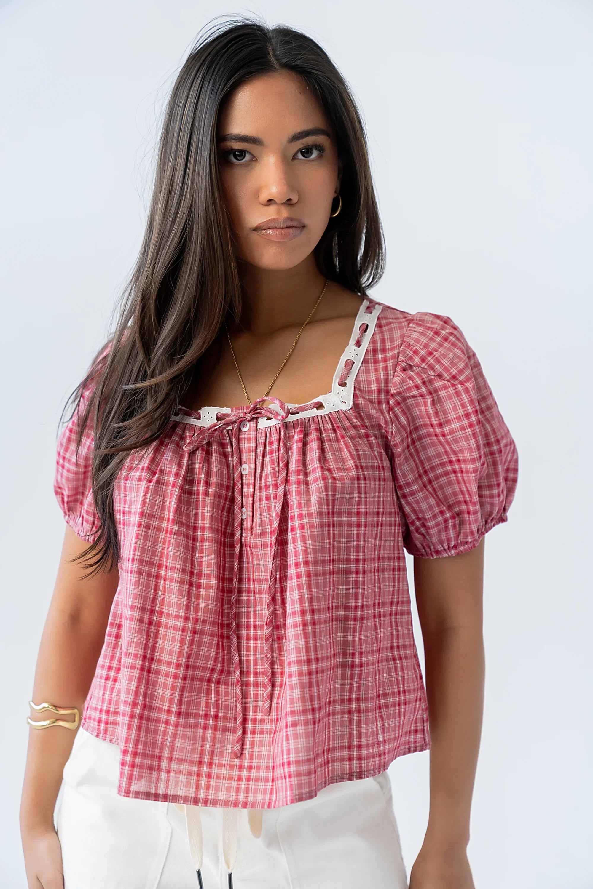 Briana Plaid Blouse