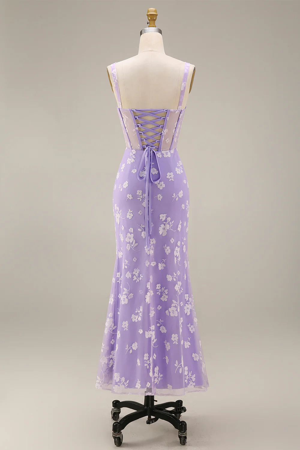 Floral Pink Ruched Mermaid Corset Wedding Guest Dress