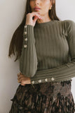 Lonnie Button Sleeve Sweater in Green FINAL SALE