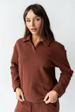 Patricia Collared Sweatshirt in Burgundy FINAL SALE