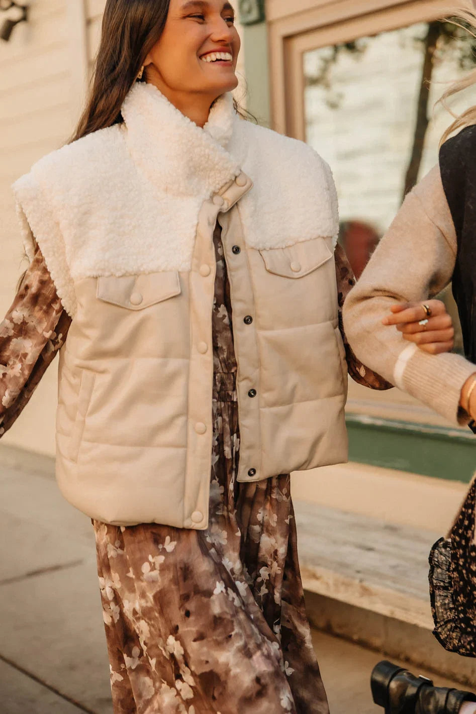 Lets Get Lost Vegan Vest in Cream FINAL SALE