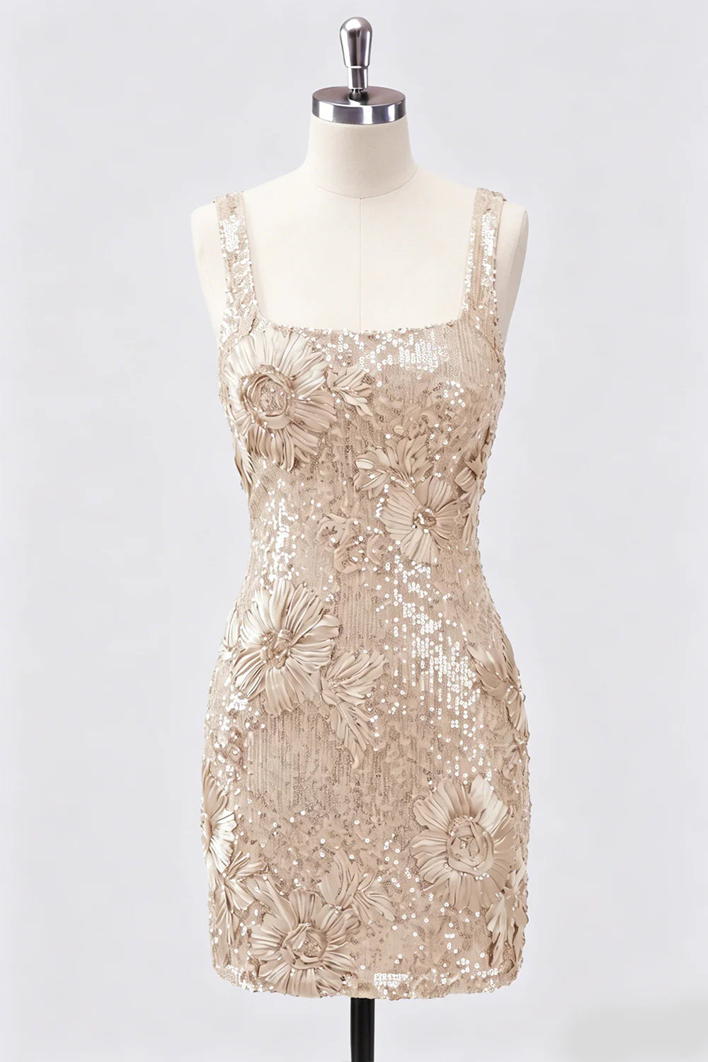 Burgundy Square Neck Bodycon Sequin Homecoming Dress