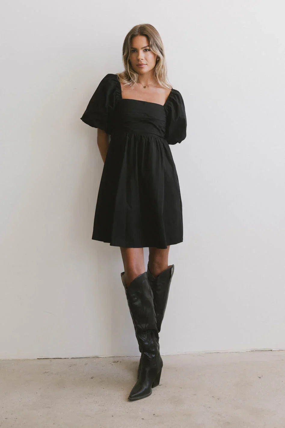 Dinah Pleated Mini Dress in Black FINAL SALE