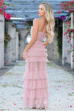 Georgia Maxi Dress Blush Ruffle Tulle Dress With Sheer Detail
