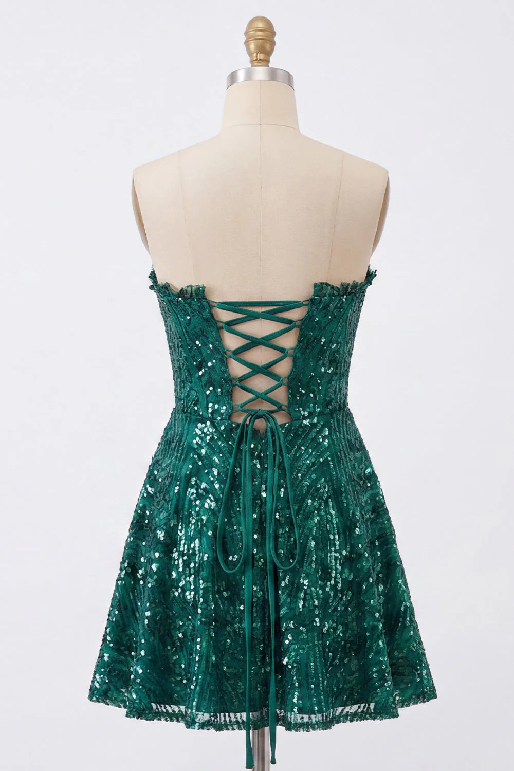 Dark Green Sequin Sweetheart Corset Short Homecoming Dress
