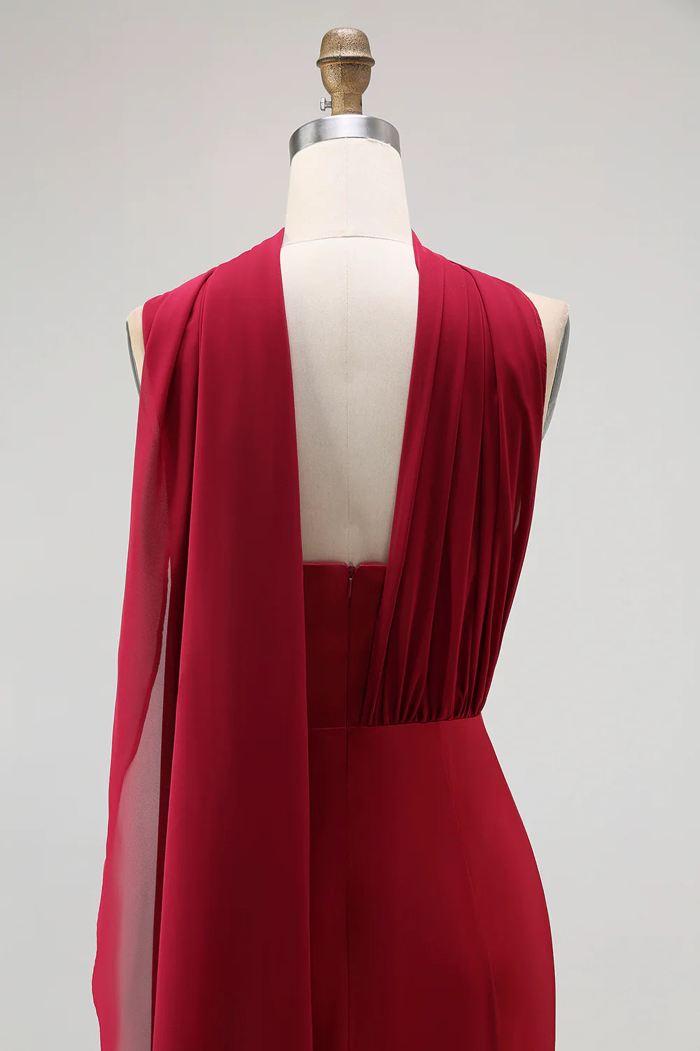 One Shoulder Draped Long Bridesmaid Dress with Side Slit