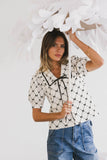 Maia Bow Collared Top FINAL SALE