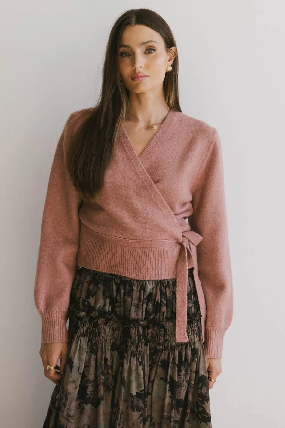 Addie Wrap Cardigan in Rose FINAL SALE