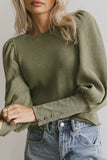 Lettie Waffle Knit Top in Olive FINAL SALE