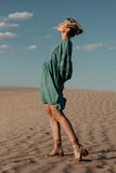 Serendipity Embroidered Dress in Light Teal FINAL SALE