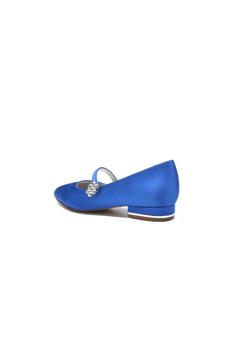 Round Toe Crystal Flower Flats