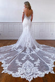 Mermaid Off the Shoulder Short Sleeves Long White Lace Bridal Dress