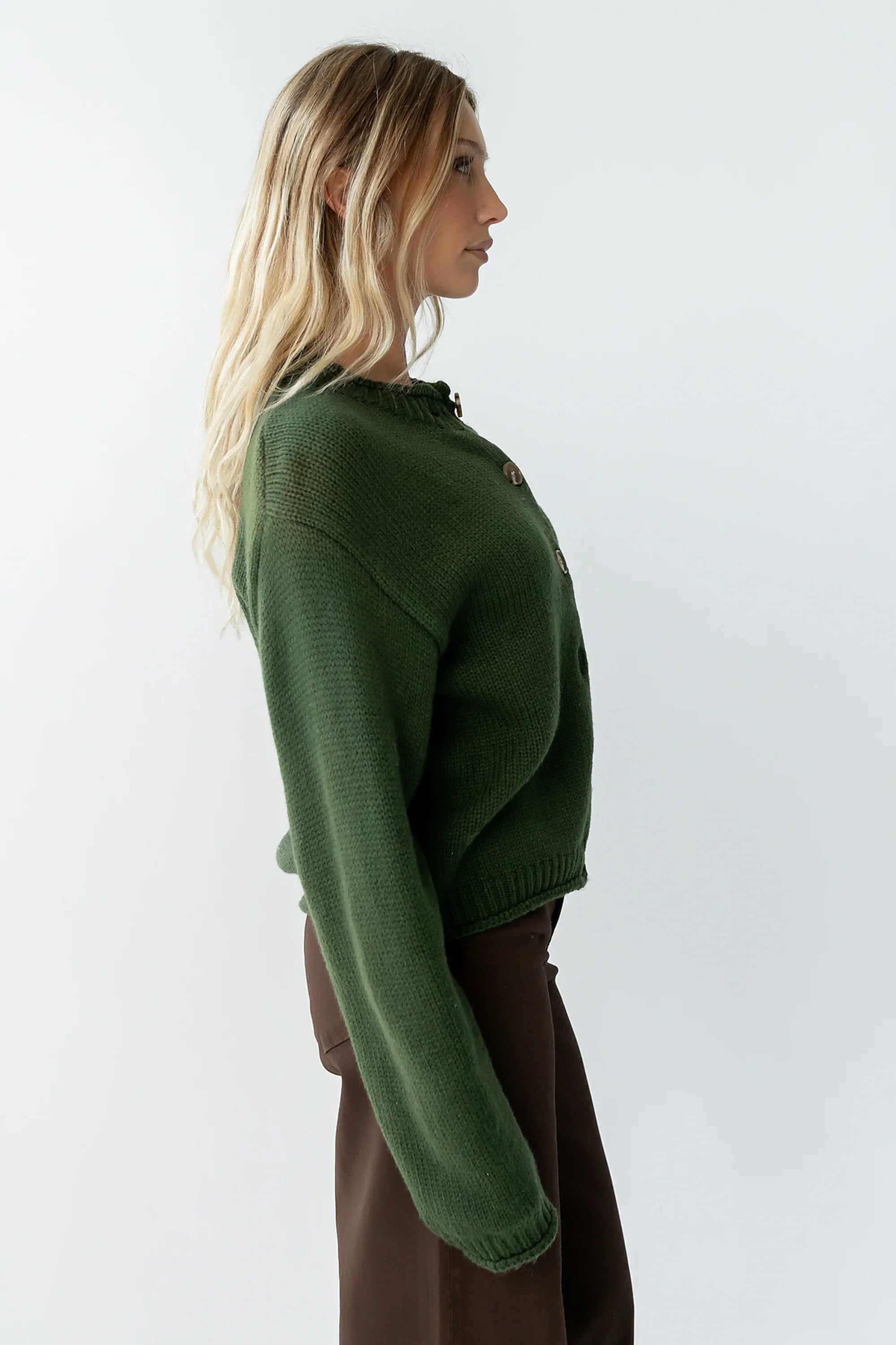 Nolan Chunky Knit Cardigan in Green
