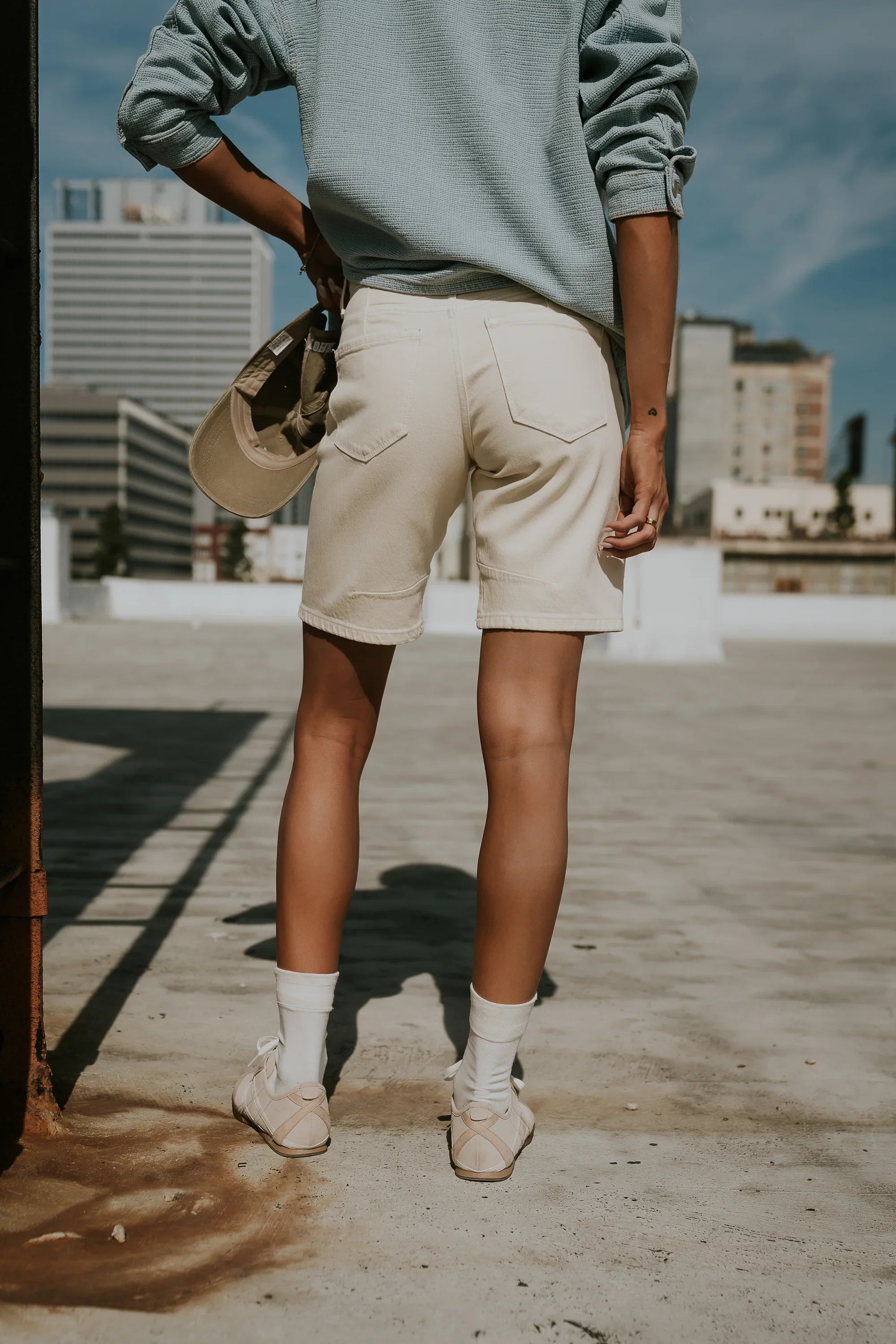 Layla Denim Shorts in Cream