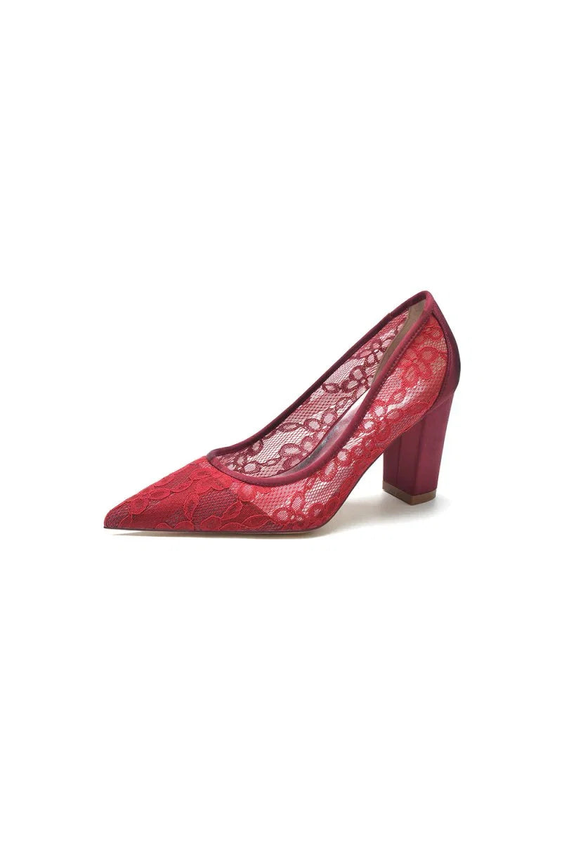 Pointed Toe Slip on Lace Wedding Shoes