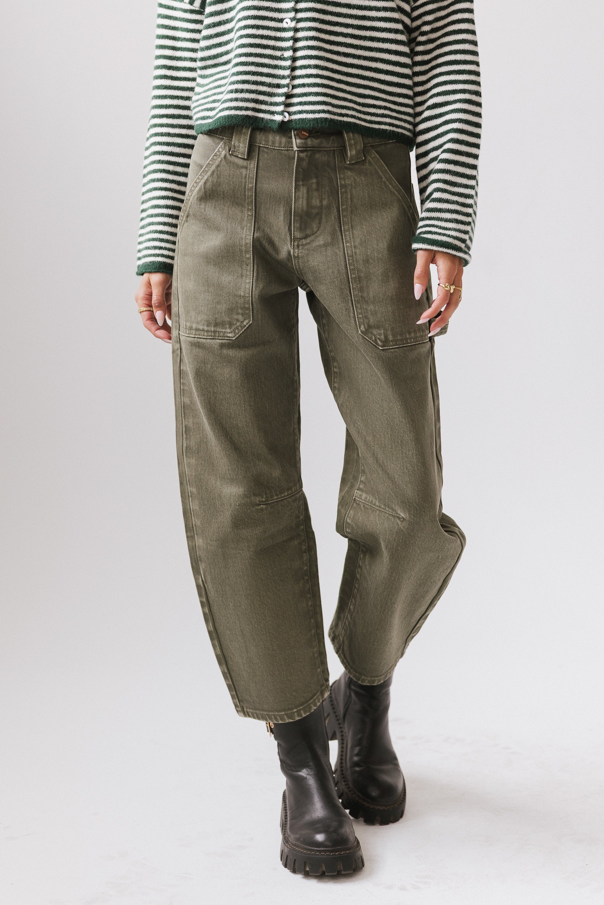Scottie Barrel Jeans in Olive FINAL SALE