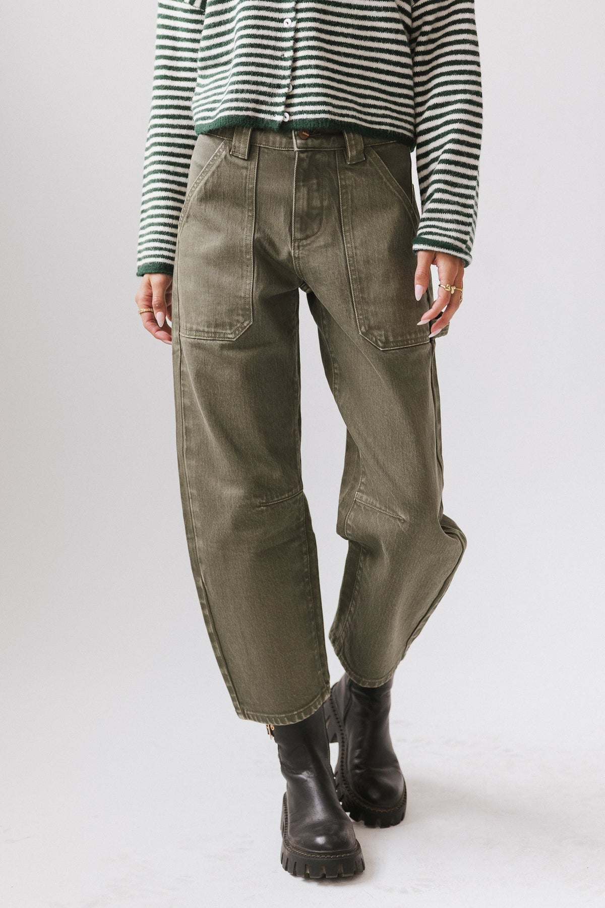 Scottie Barrel Jeans in Olive FINAL SALE