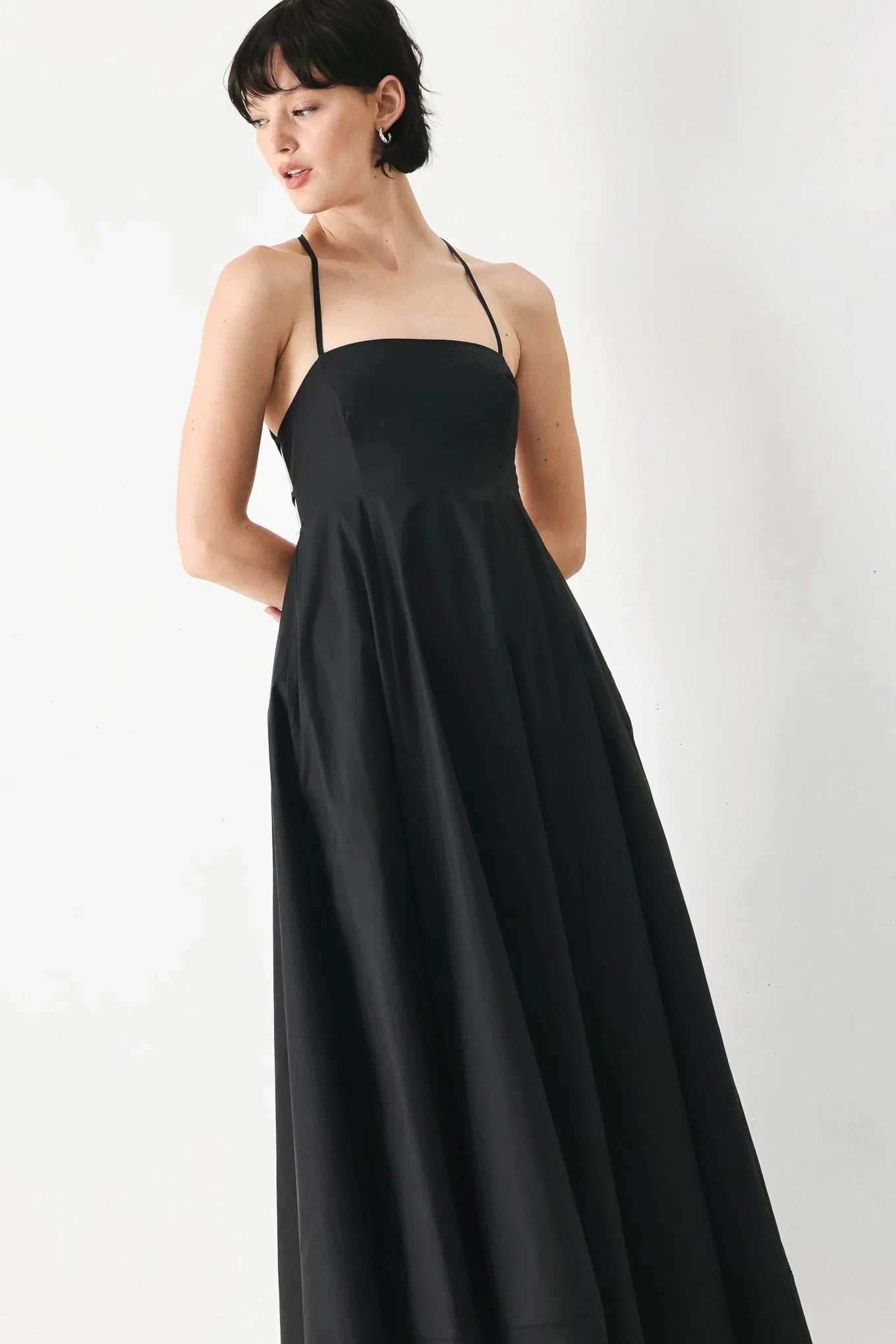 PURE LINE OPEN BACK MIDI DRESS
