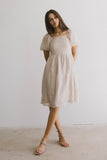 Karrie Embroidered Midi Dress in Champagne FINAL SALE