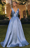 ANDERSYN GOWN MIKADO SATIN A LINE DRESS WITH POCKETS