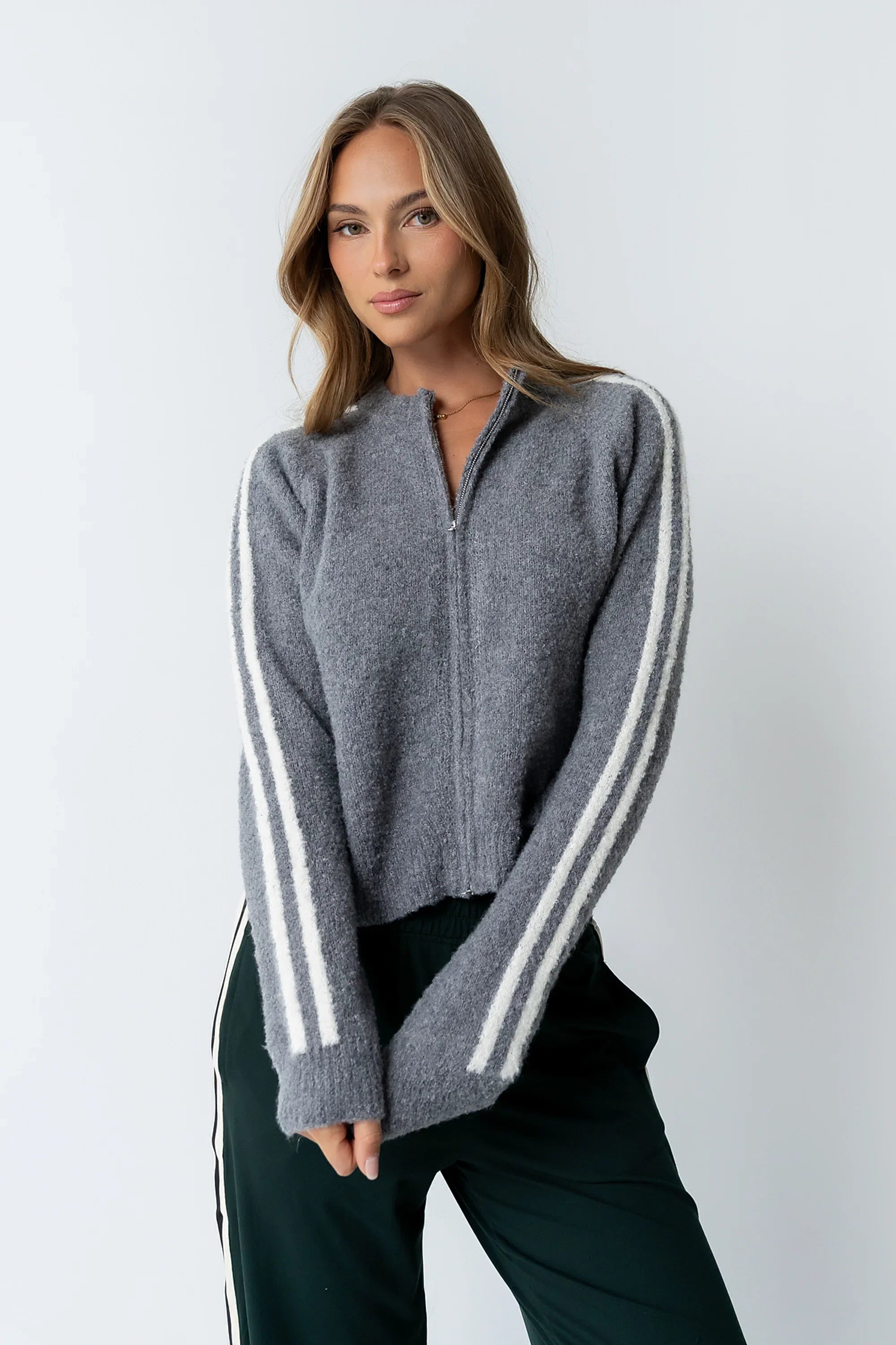 Joshua Striped Jacket in Heather Grey